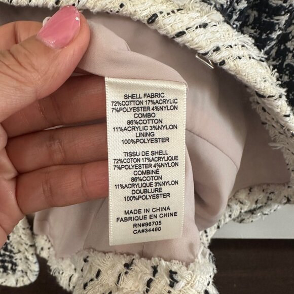 Rebecca Taylor Graphic Black/Ivory Tweed Jacket size 0 - Picture 4 of 7